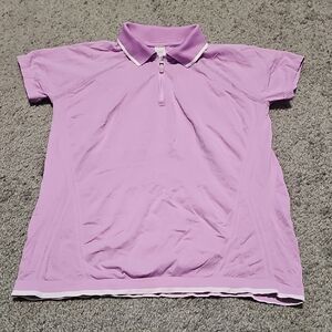 Athleta Girl Power Up Seamless Short Sleeve Polo Size M 8-10
